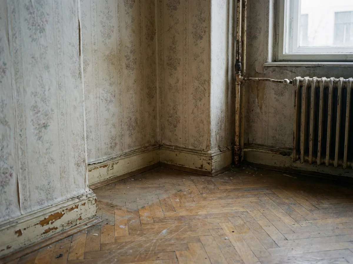 Leere Wandnische in einer Altbauwohnung in Margareten vor dem Einbau